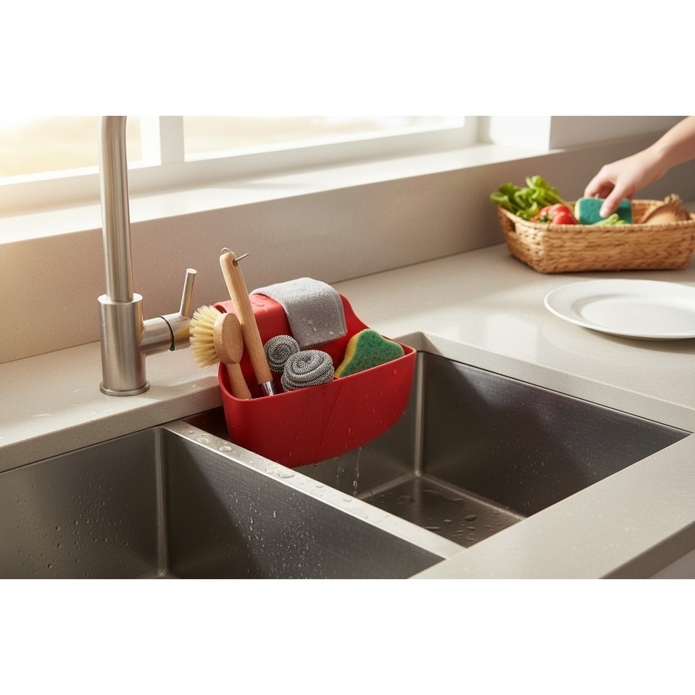 Umbra Sling Sink Caddy Kitchen Organizer Red Brand New Flexible Silicone